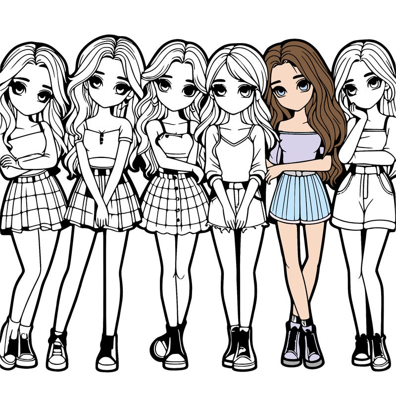 a group of girls realistic