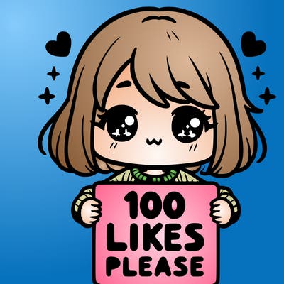 cute girl holding a sign saying 100 likes please