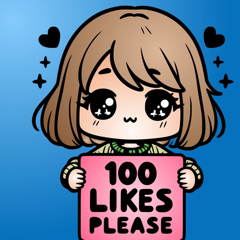 cute girl holding a sign saying 100 likes please