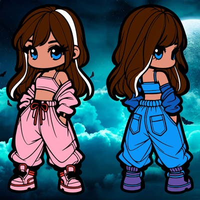 girl in crop top and baggy pants