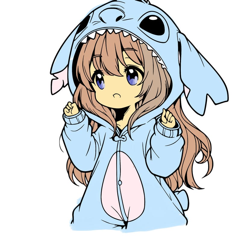 anime girl in a stitch onsie