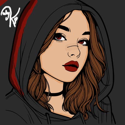 realistic girl with hood on