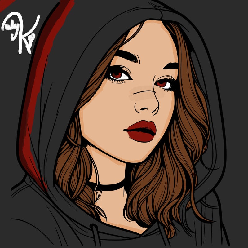 realistic girl with hood on