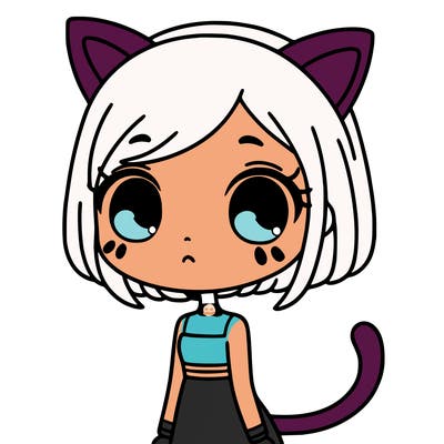 girl with cat ears and tail