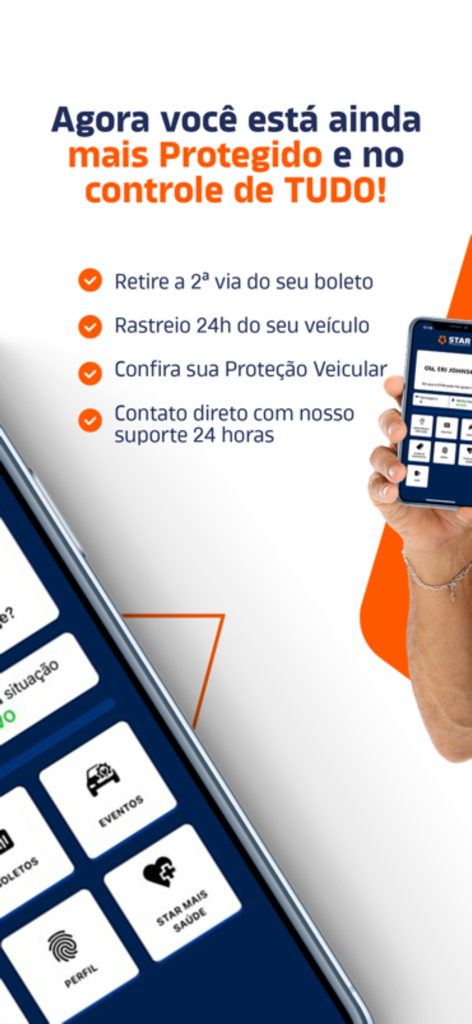Star Associado - Star Associado mobile app interface for vehicle protection and tracking.