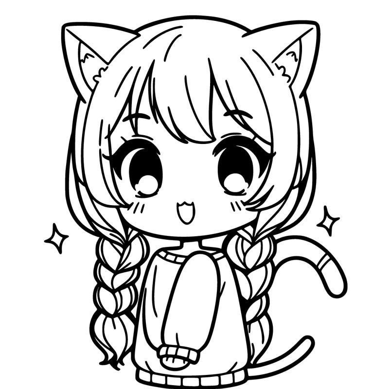 girl with cat ears and tail