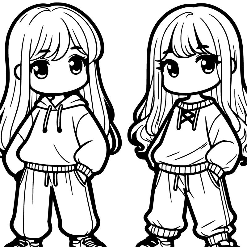 two girls with sweatshirts and baggy pants