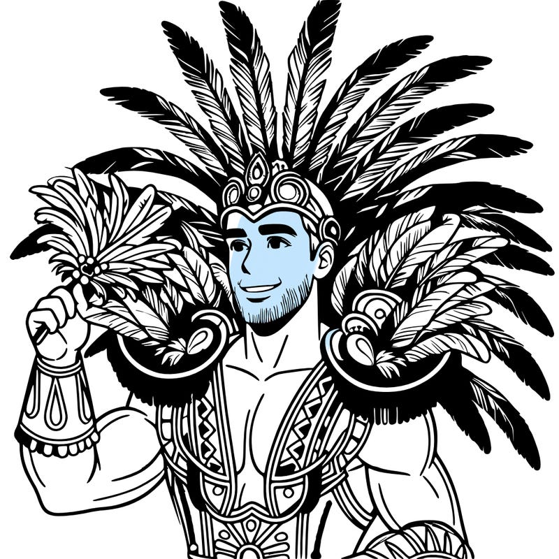 a realistic man  in the carnaval of rio with a carnival costume from brazil with feathers