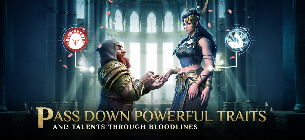 Legacy of Lithas - A dwarf and elven character uniting in a ceremony to pass down traits and talents through bloodlines.