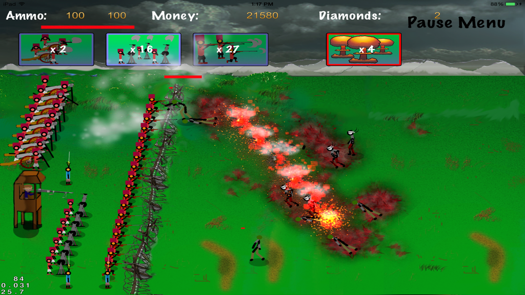 Final Stand: Waterloo - Soldados napoleónicos en una línea defensiva disparando a enemigos no muertos que se acercan en un campo verde