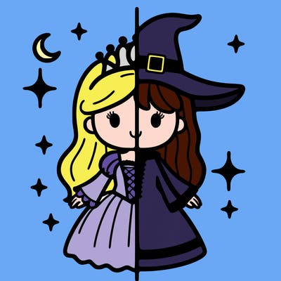 split princess and witch