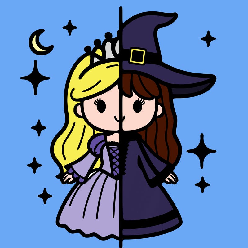split princess and witch