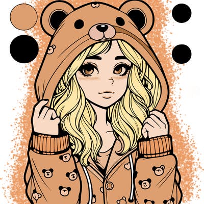 realistic girl in a animal pjs hoodie