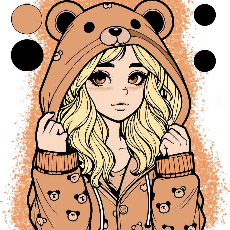 realistic girl in a animal pjs hoodie