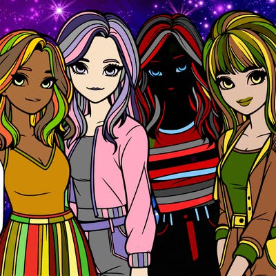 a group of girls realistic