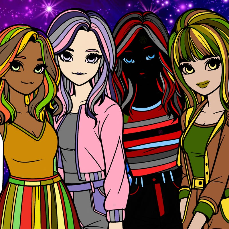 a group of girls realistic