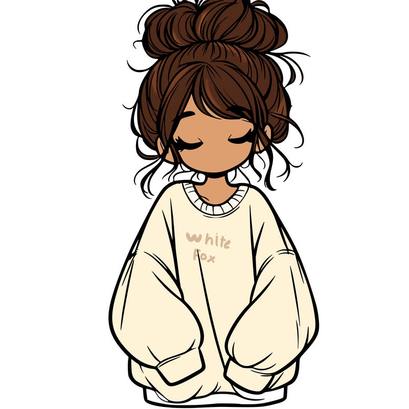 girl with baggy sweatshirt and messy bun