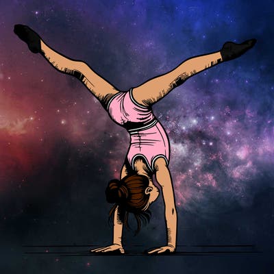 realistic gymnastic hand stand girl in four splits