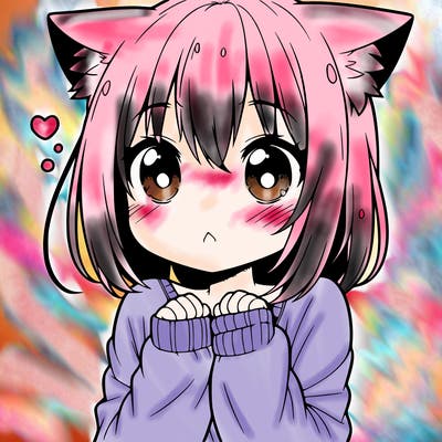 shy anime catgirl