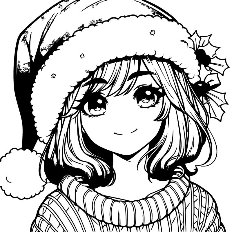 realistic girl with the santa hat