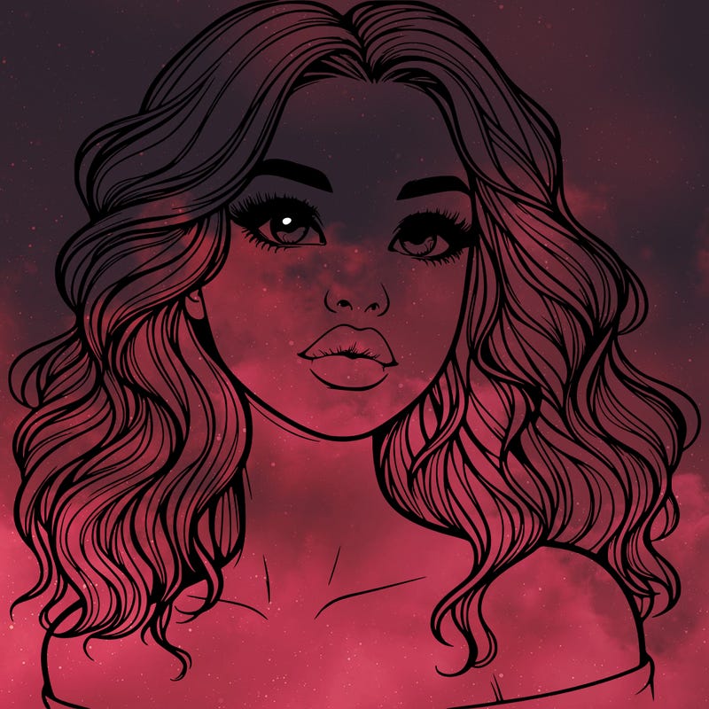 realistic girl with wavy hair and lips