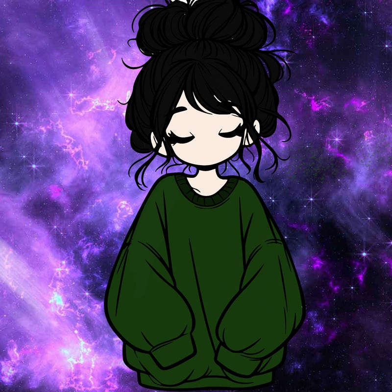 girl with baggy sweatshirt and messy bun