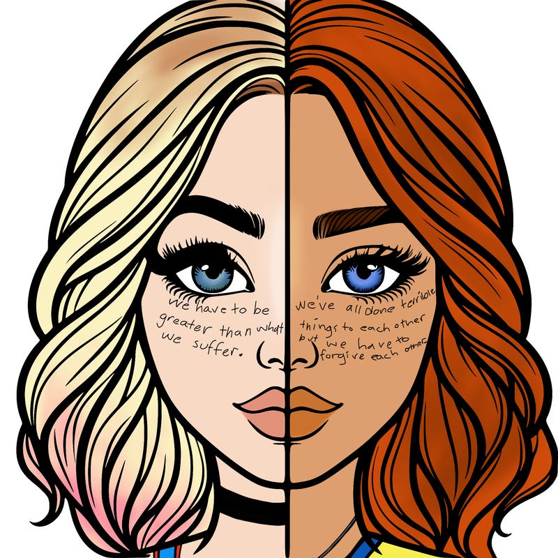 realistic girl split half