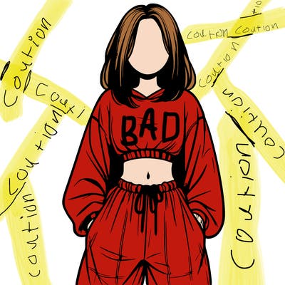 realistic girl faceless with baggy pants and a crop top
