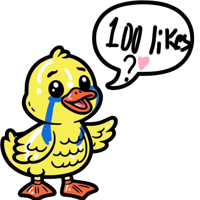 a duck with a word bubble