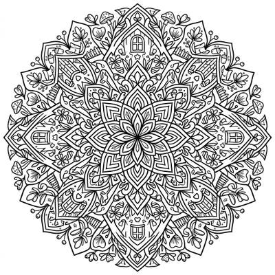 Discover the enchanting blend of nature and symmetry with this intricate Cottagecore Mandala coloring page. Designed specifically for teens, it offers a calming yet creatively challenging experience.