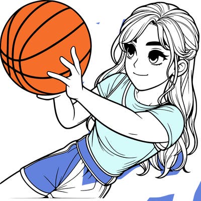 realistic girl playing basketball