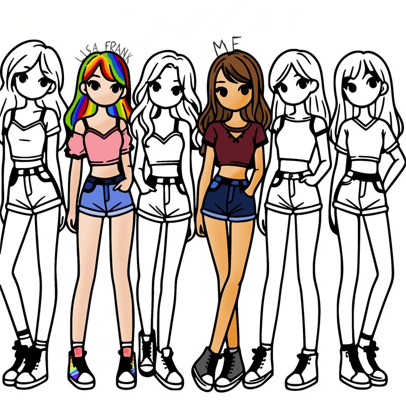 a group of girls wearing crop tops and shorts