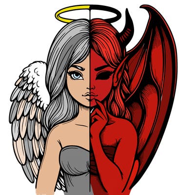 realistic angel half demon