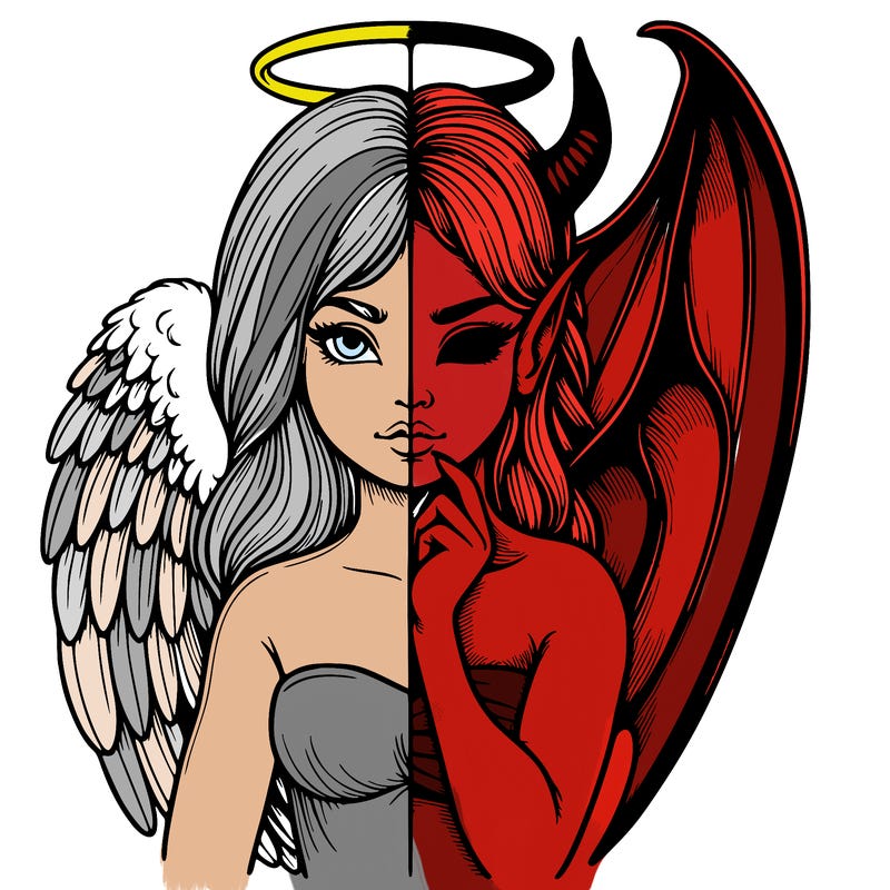 realistic angel half demon