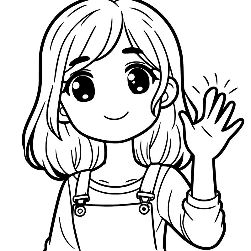 a girl with her hand waving