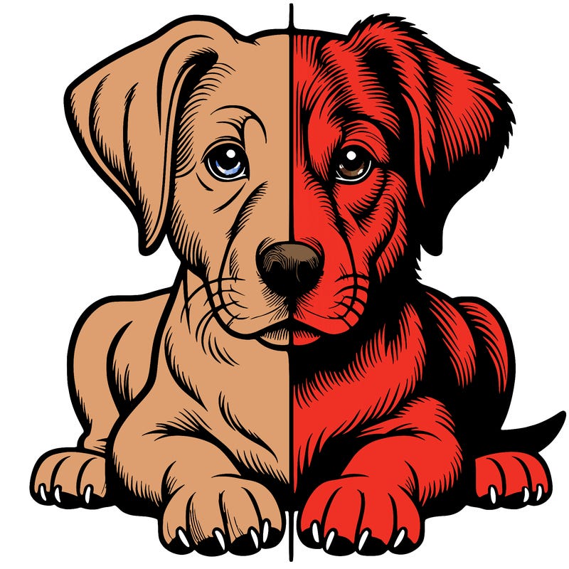 realistic dog split picture