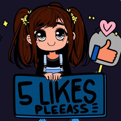 girl holding sign saying 5 likes please