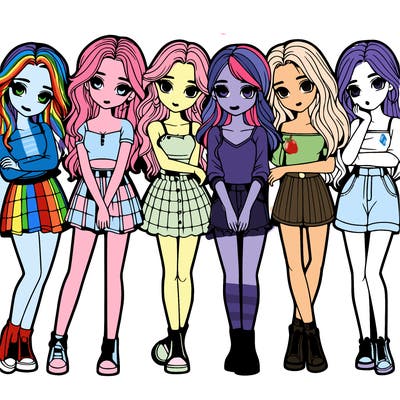 a group of girls realistic