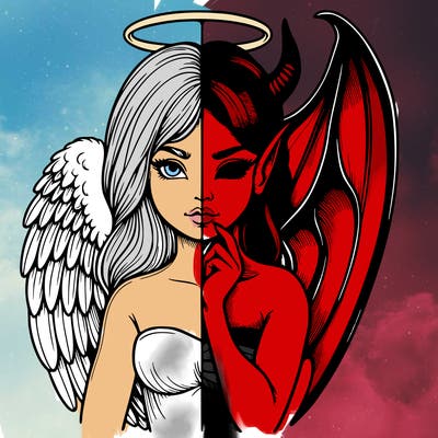 realistic angel half demon