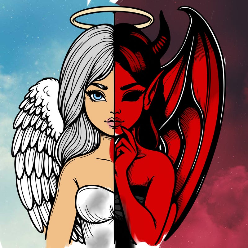 realistic angel half demon