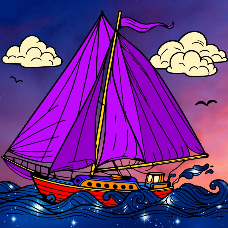 sailingboat in lineart