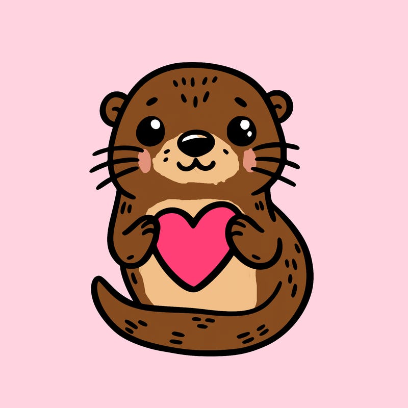 otter with a heart