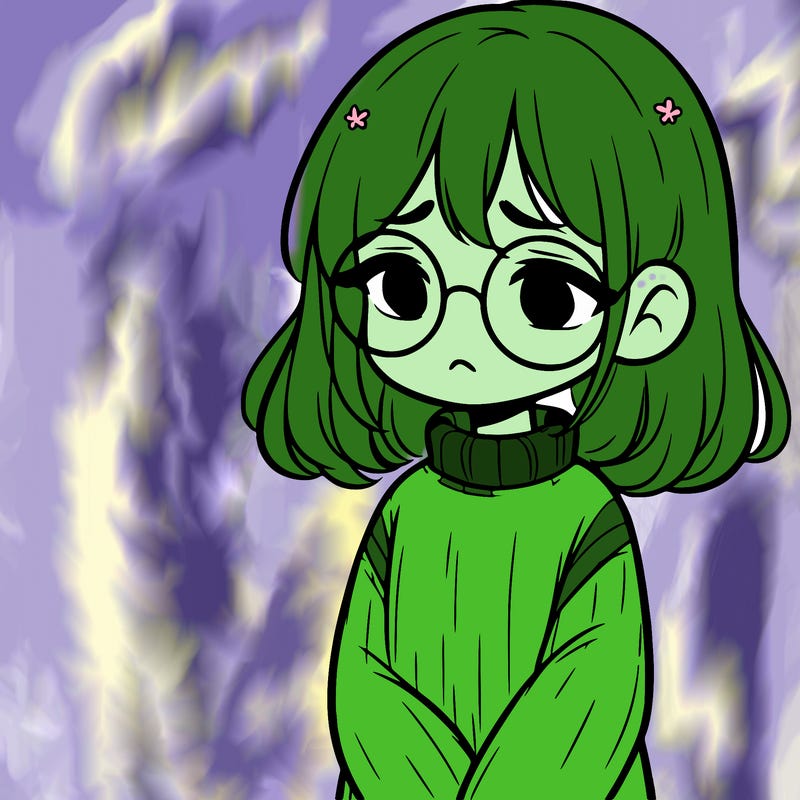 sad girl with glasses in a sweater