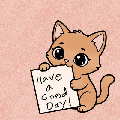 a small cat with a blank sheet of paper in its hand. the cat is sooooooo cute!