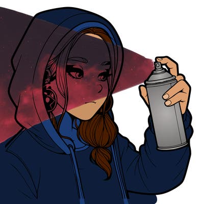 a realistic girl, spray painting