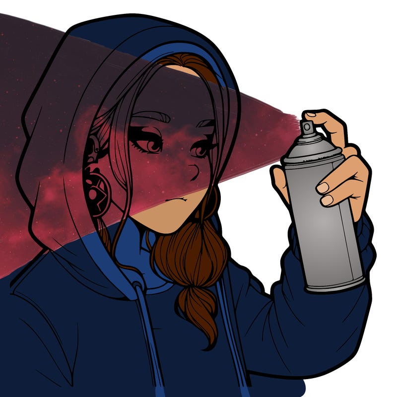 a realistic girl, spray painting