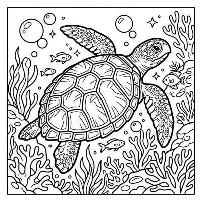 Embark on an underwater journey with this delightful Flatback Sea Turtle coloring page, specially designed for kids. Discover the wonders of marine life as you bring this unique sea creature and its ocean home to vibrant life.