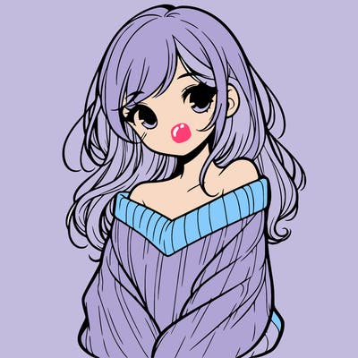 shy pretty girl wearing a sweater that is falling off one shoulder portrait