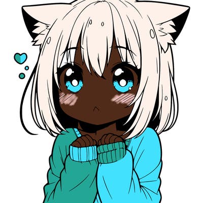 shy anime catgirl