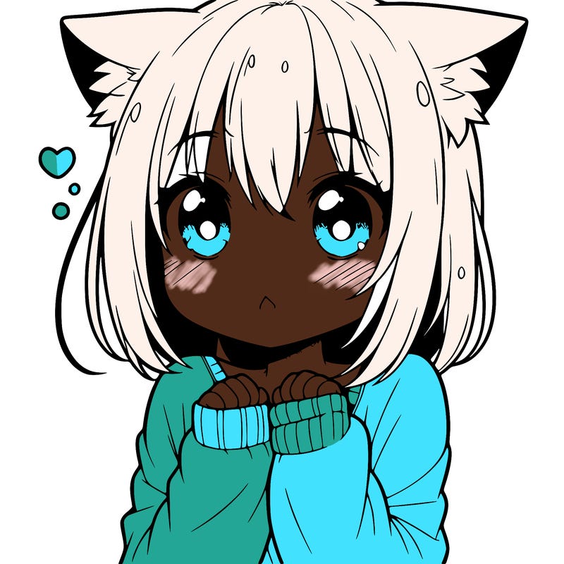shy anime catgirl